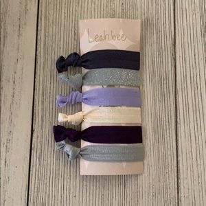 Purple grey and cream elastic hair tie set